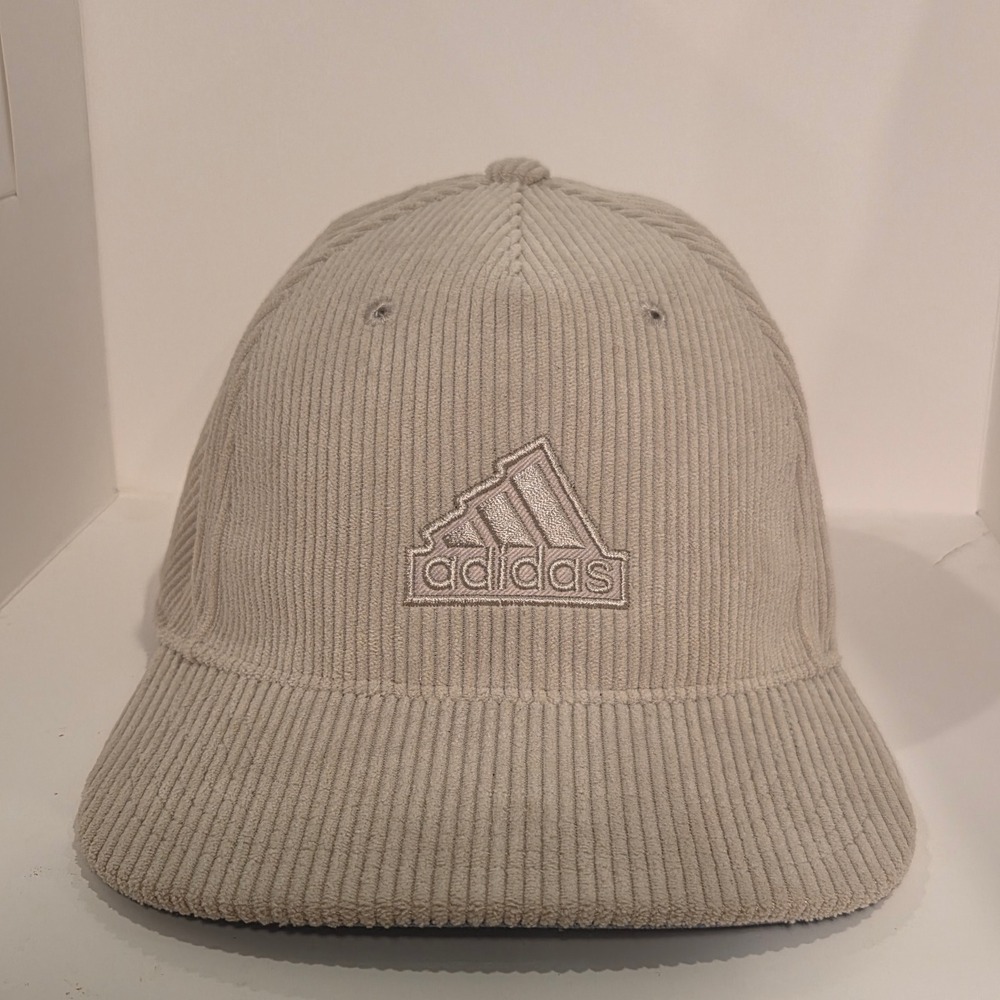 Adidas AEROREADY Sport Corduroy Beige Snapback Hat Adjustable Tan Logo Cap